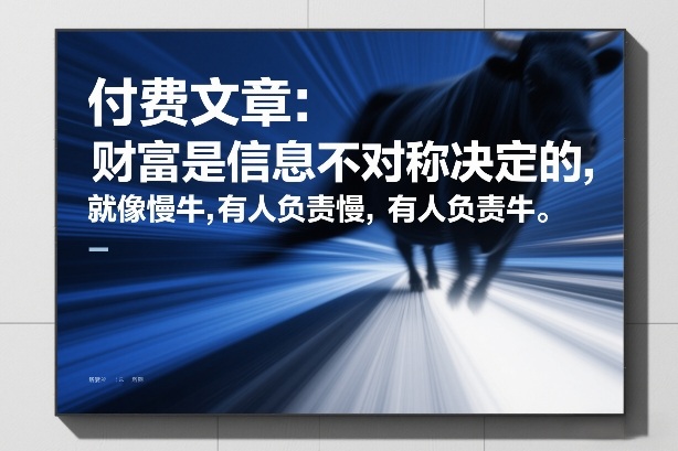 付费文章：财富是信息不对称决定的，就像慢牛，有人负责慢，有人负责牛网赚项目-副业赚钱-互联网创业-资源整合网创云库