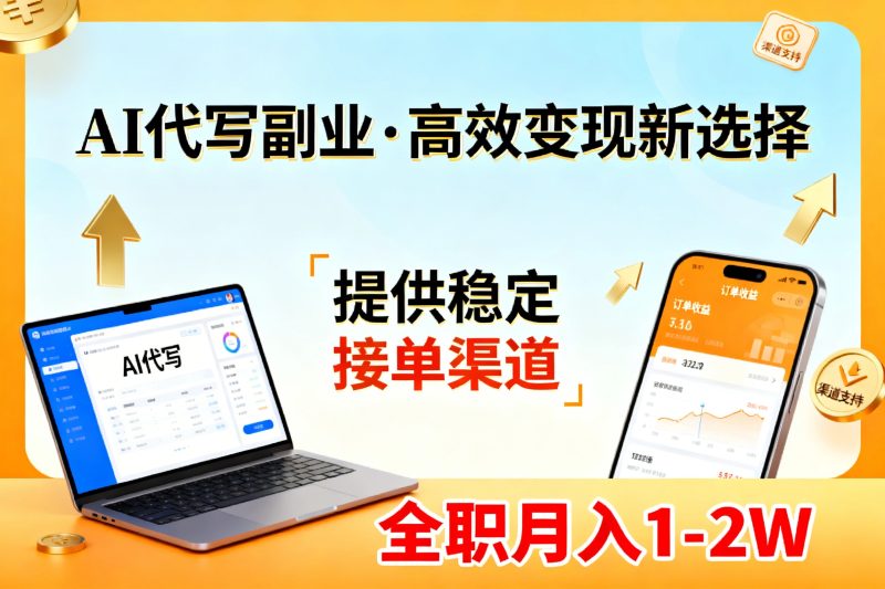 (17446期)AI代写副业,高效变现,提供渠道,永不失业副业兼职 全职月入1-2W【SOP手册】网赚项目-副业赚钱-互联网创业-资源整合网创云库