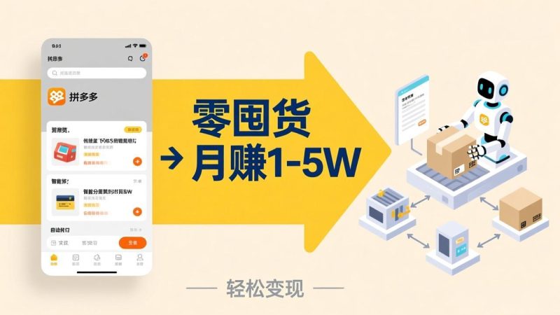 （17490期）不用囤货不用跑单！拼多多虚拟玩法，机器人管理发货和客服，帮你月赚 1-5W网赚项目-副业赚钱-互联网创业-资源整合网创云库