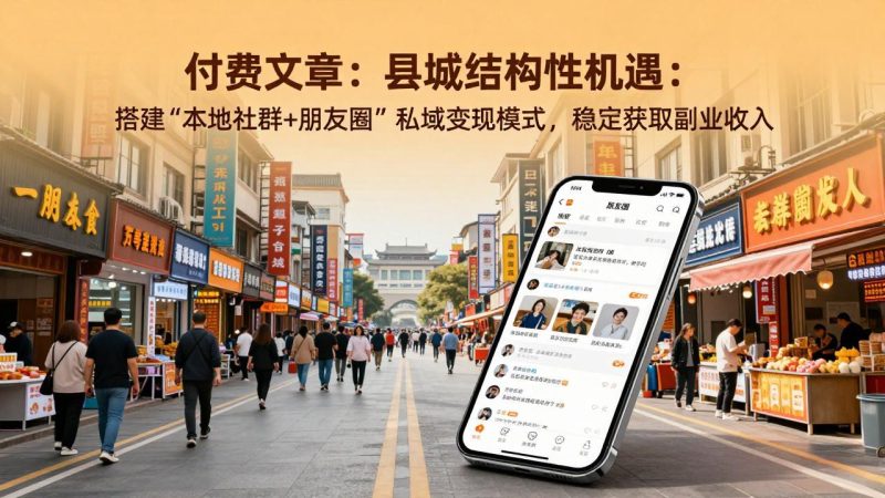 (17518期)付费文章:县城结构性机遇:搭建“本地社群+朋友圈”私域变现模式,稳定获取副业收入网赚项目-副业赚钱-互联网创业-资源整合网创云库