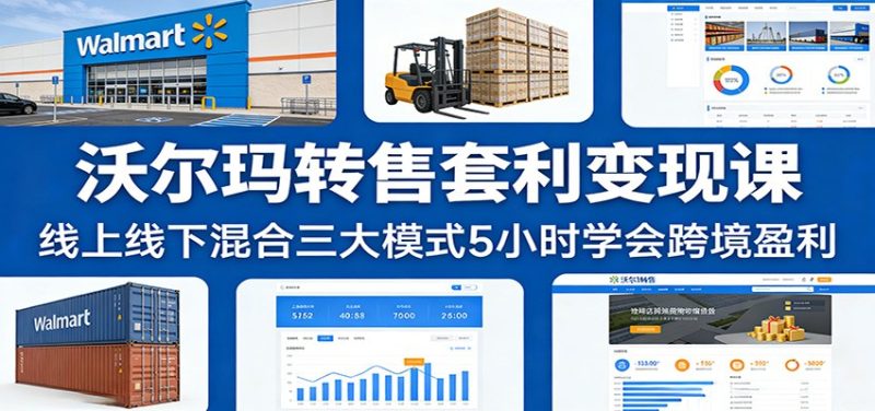 沃尔玛转售套利变现课：线上线下混合三大模式5小时学会跨境盈利网赚项目-副业赚钱-互联网创业-资源整合网创云库