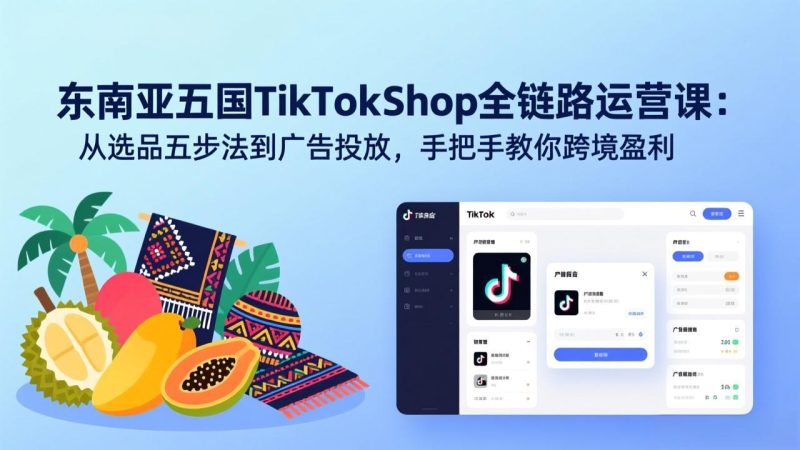 (17511期)东南亚五国TikTok Shop全链路运营课:从选品五步法到广告投放,手把手教你跨境盈利网赚项目-副业赚钱-互联网创业-资源整合网创云库