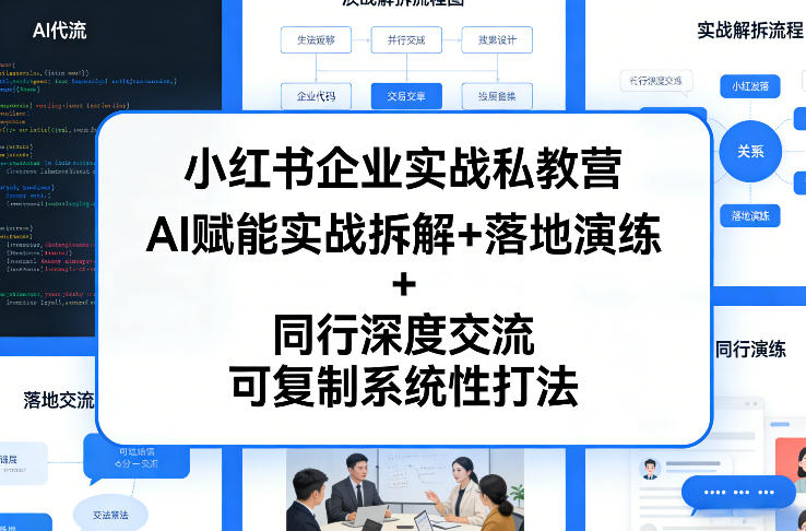 小红书企业实战私教营，AI赋能实战拆解+落地演练+同行深度交流，可复制系统性打法网赚项目-副业赚钱-互联网创业-资源整合网创云库
