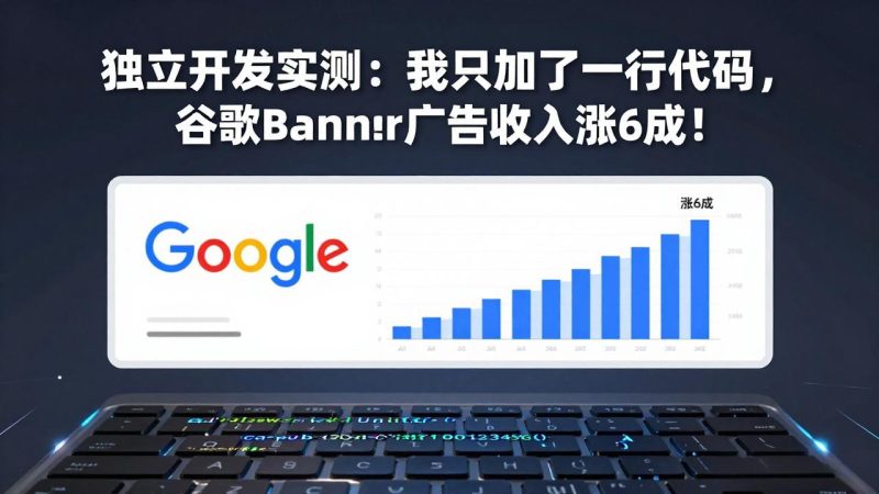 （17574期）付费文章：独立开发实测：我只加了一行代码，谷歌Banner广告收入涨6成！网赚项目-副业赚钱-互联网创业-资源整合网创云库