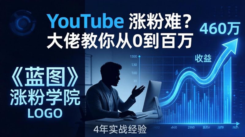 （17836期）YouTube 涨粉难？《蓝图涨粉学院》：4 年赚 460 万的大佬教策略，从0到百万有路径！网赚项目-副业赚钱-互联网创业-资源整合网创云库