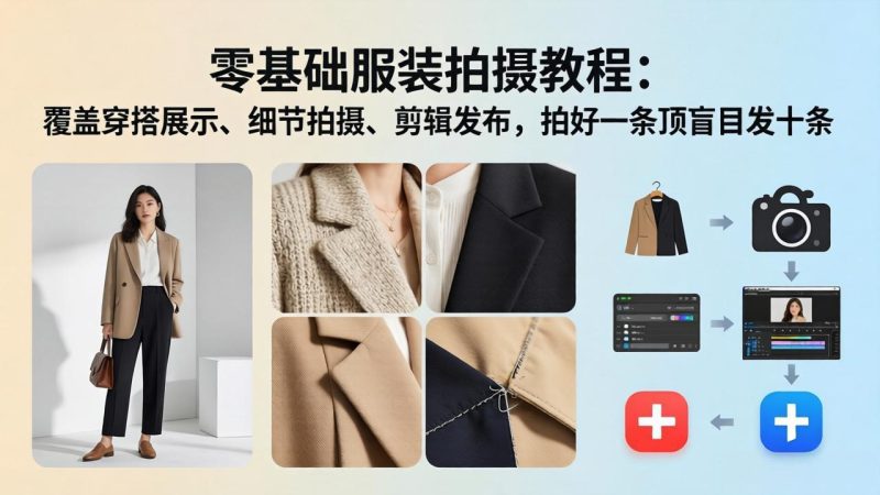 （17829期）零基础服装拍摄教程：覆盖穿搭展示、细节拍摄、剪辑发布，拍好一条顶盲目发十条网赚项目-副业赚钱-互联网创业-资源整合网创云库